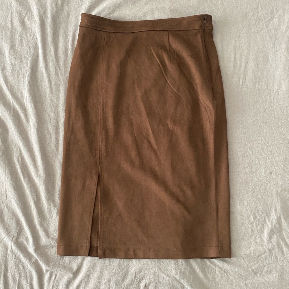 Suede Brown Midi Skirt